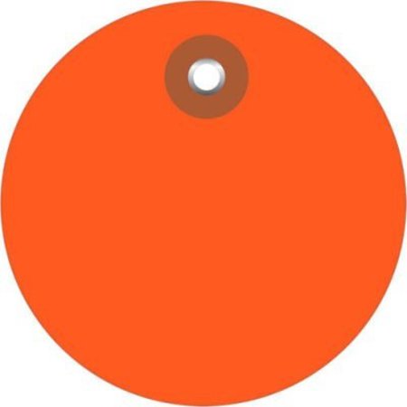 BOX PACKAGING Plastic Circle Tags, 3" Dia., Orange, 100/Pack G26074